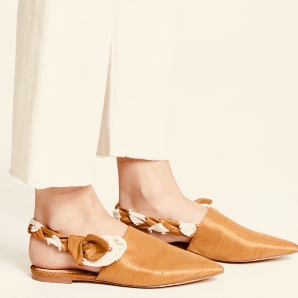 Sam Edelman Rivers Size 6 Pointed Toe Sling-back Flats Mustard Yellow Gold